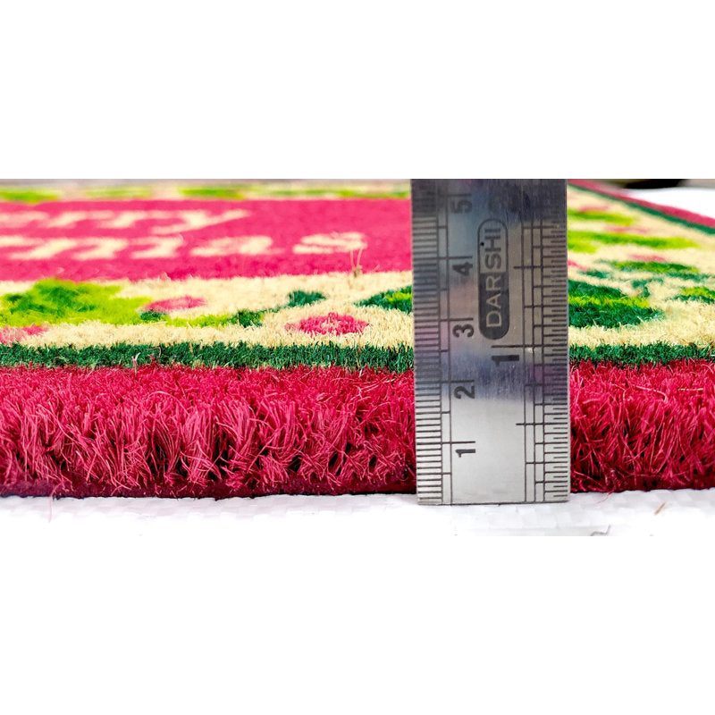 18x30 PVC Backed Non Slip Coir Door Mat - Classic Holly Merry Christmas