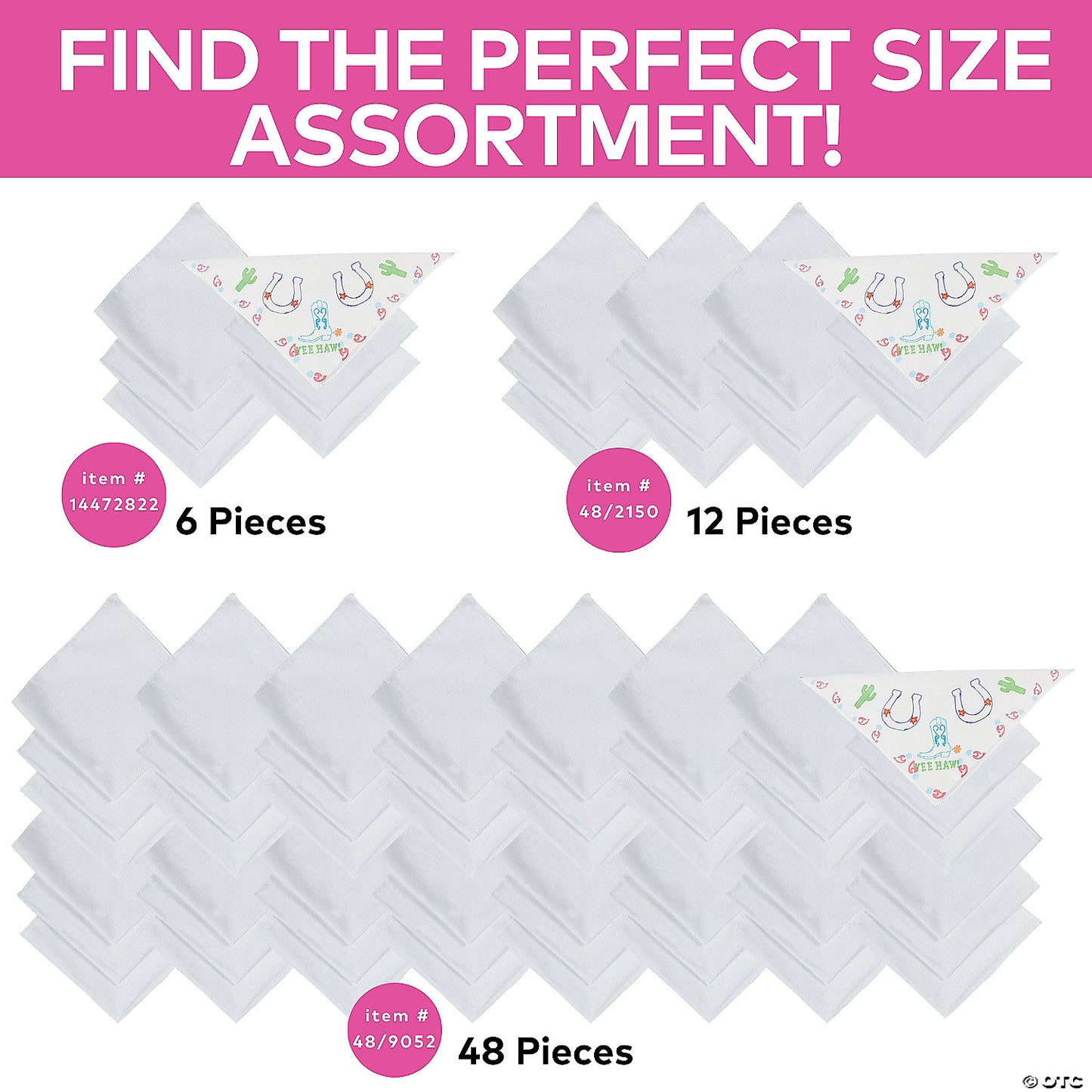 19" x 19" Bulk 48 Pc. DIY Craft White Polyester Bandanas