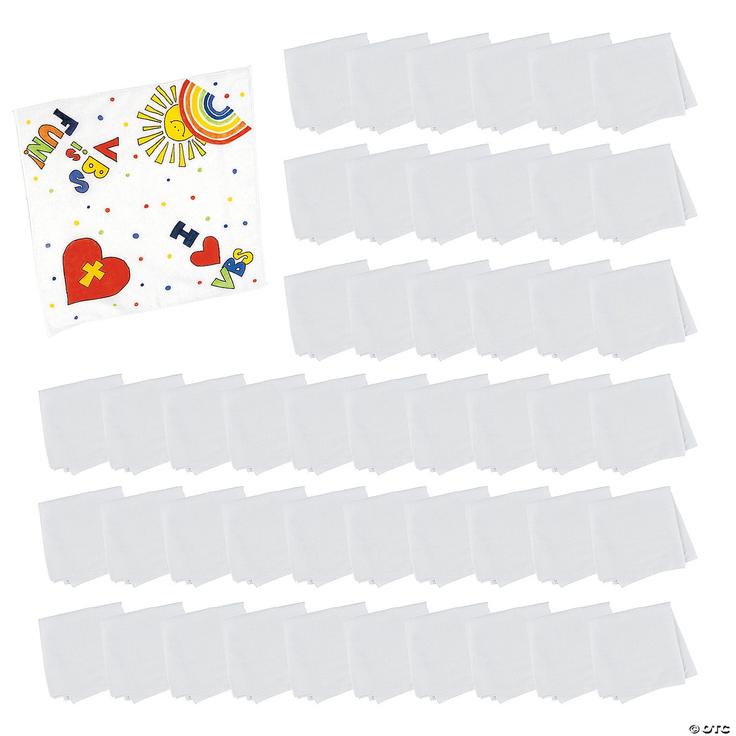 19" x 19" Bulk 48 Pc. DIY Craft White Polyester Bandanas | USA Decoration®