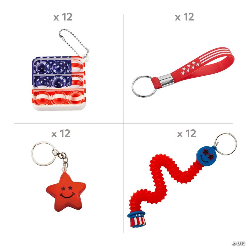 1 1/2" – 4" Bulk 48 Pc. Patriotic Keychain Assortment