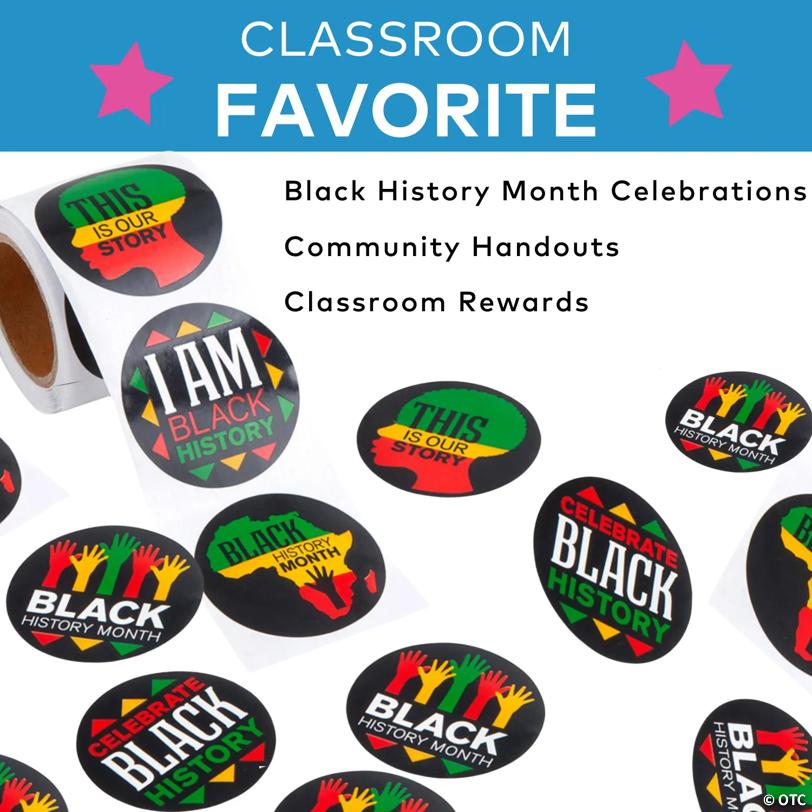 1 1/2" Black History Month Paper Stickers - 100 Pc.