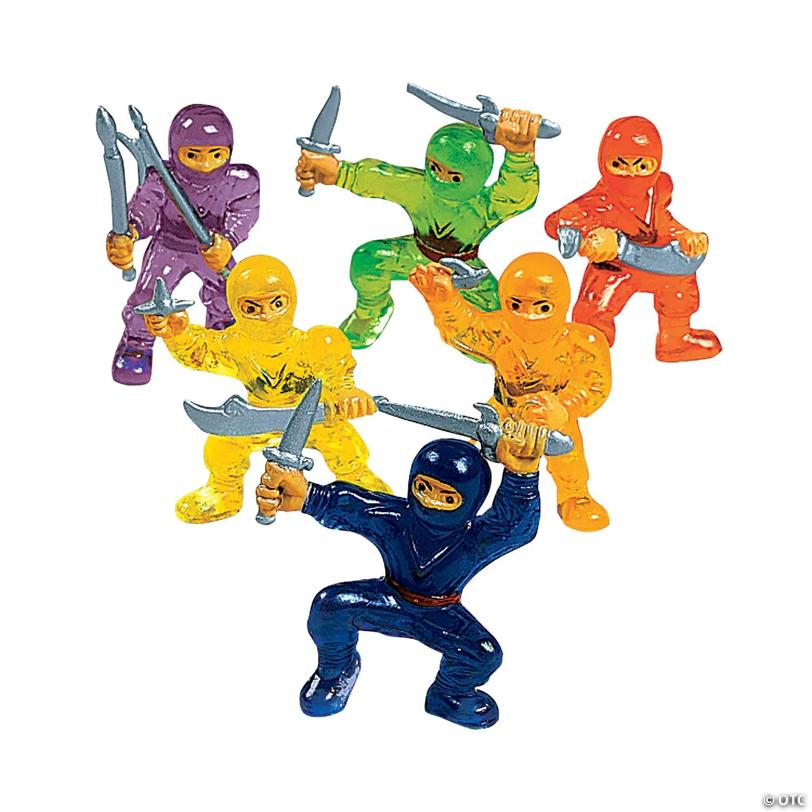1 1/2" Bulk 48 Pc. Bright Color Mini Ninja Warrior Toys