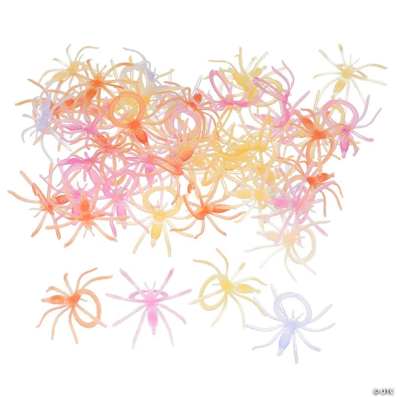 1 1/2" Bulk 48 Pc. Pastel Plastic Spider Ring Novelty Jewelry
