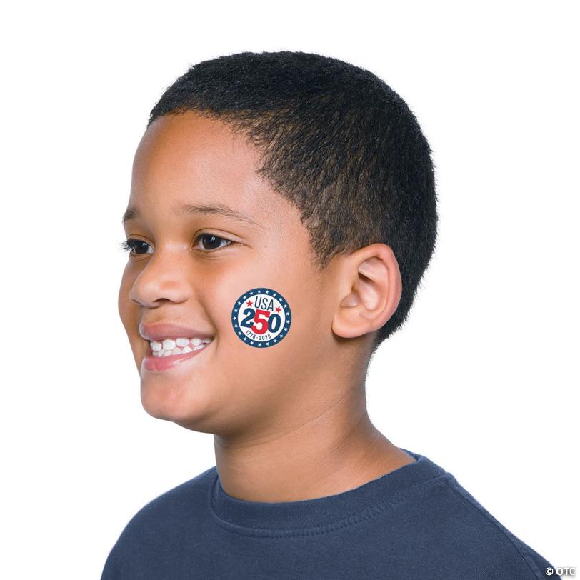 1 1/2" Bulk 72 Pc. Patriotic America 250th Anniversary Temporary Tattoos
