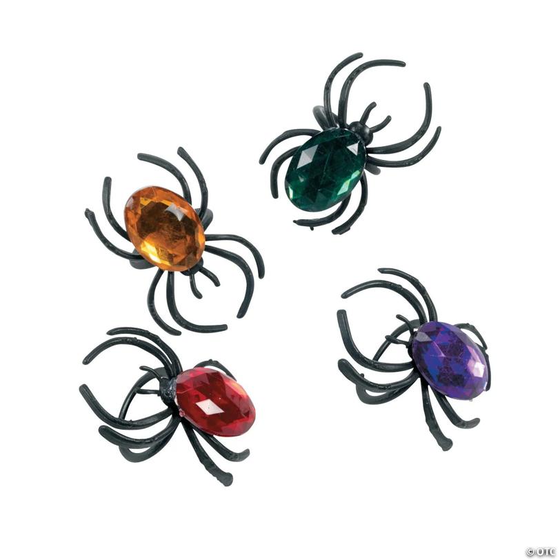 1 1/2" Jewel Spider Plastic Rings - 20 Pc.