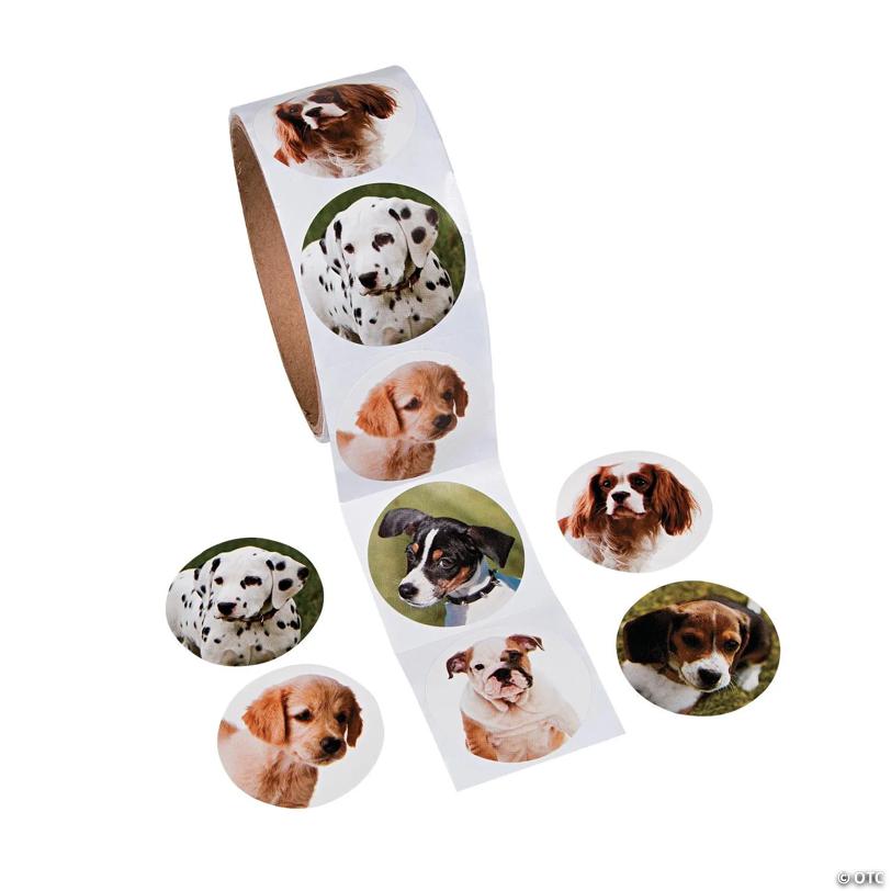 1 1/2" Realistic Dog Photo Paper Sticker Roll – 100 Pc. | USA Decoration®
