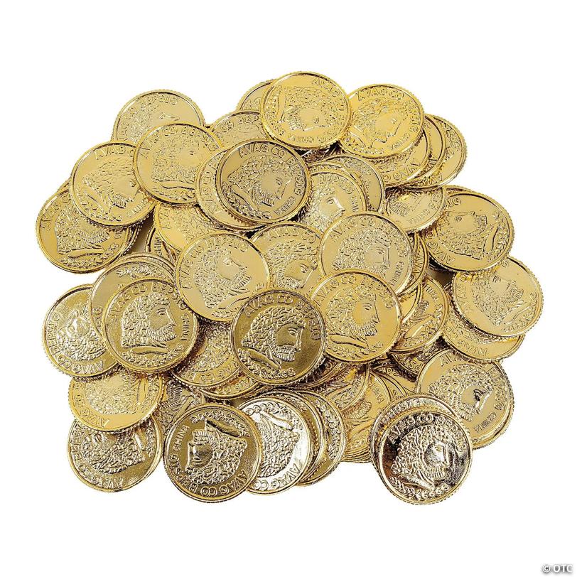 1 1/4" Bulk 144 Pc. Greek Design Shiny Gold Plastic Coins