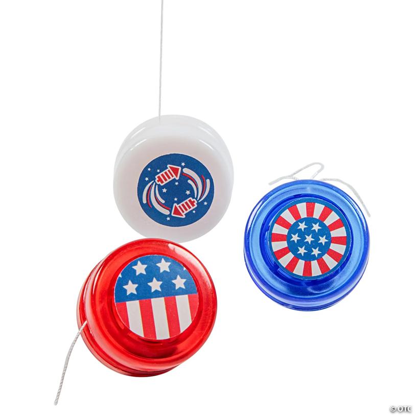 1 1/4" diam. Bulk 48 Pc. Red, White & Blue Mini Patriotic YoYo Assortment