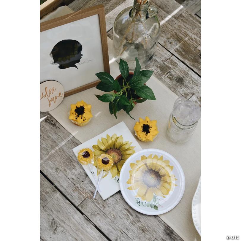 1 3/4" 7 oz. Sunflower-Shaped Wrapped Lemon Lollipops - 12 Pc.