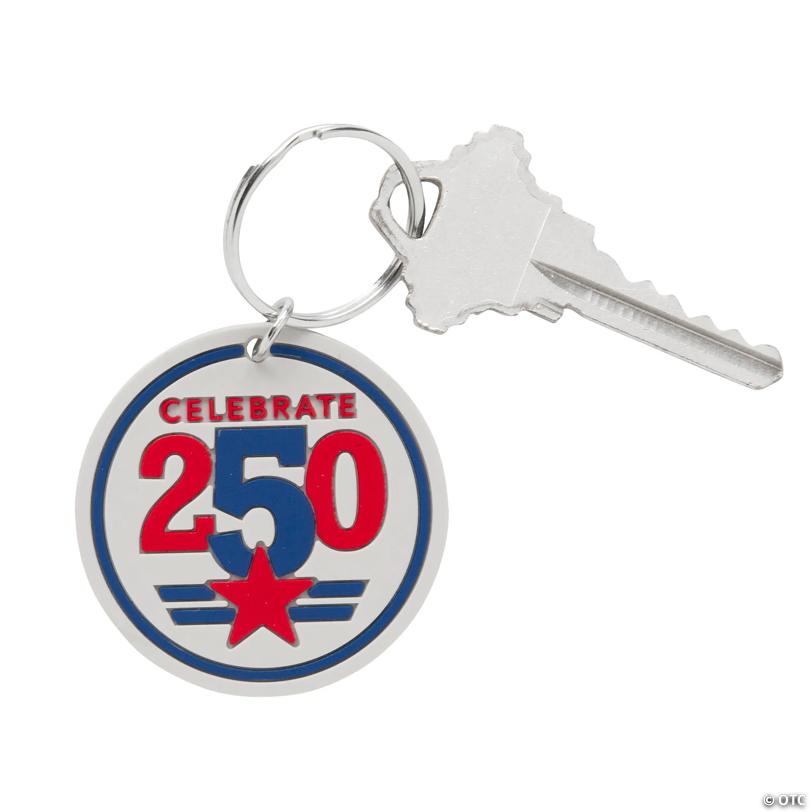 1 3/4" Patriotic America 250th Anniversary Rubber Keychains – 12 Pc.