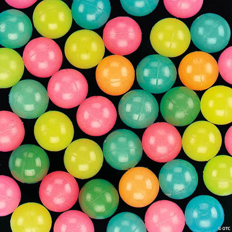 1" Bulk 144 Pc. Mini Neon Colors Glow-in-the-Dark Bouncy Balls
