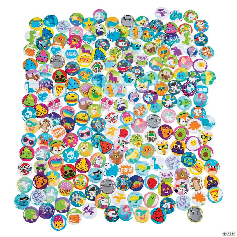 1" Bulk 200 Pc. Mini Fun Designs Metal Button Assortment