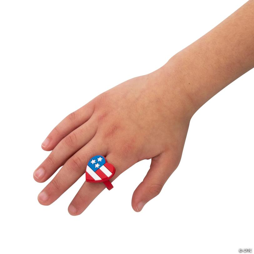 1" Patriotic Red, White & Blue Rubber Rings Assortment - 24 Pc.