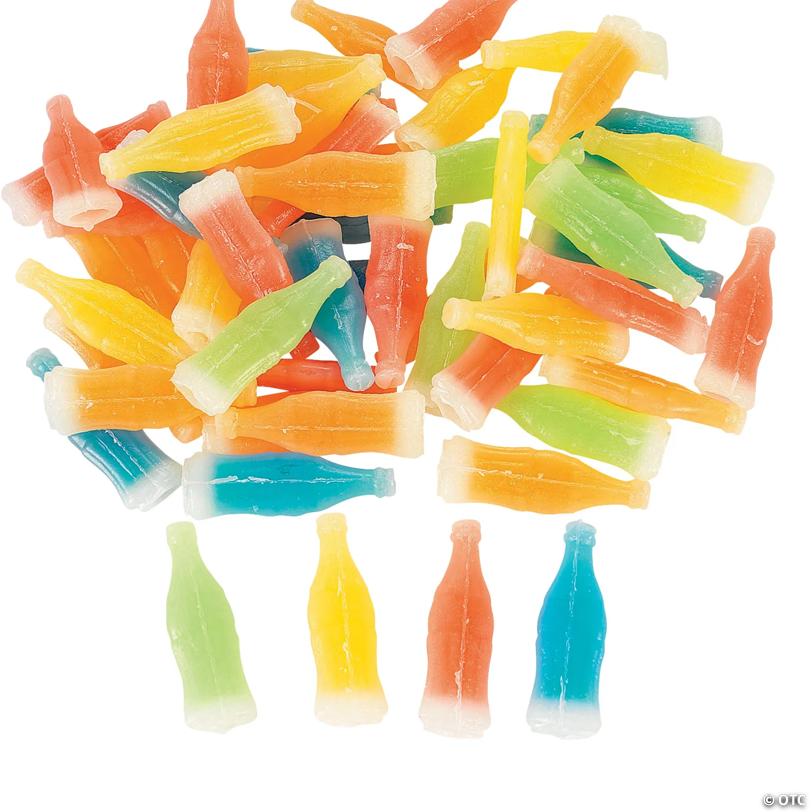 1 lb. Classic Wax Bottles Green, Yellow, Red & Blue Liquid Candy - 50 Pc.
