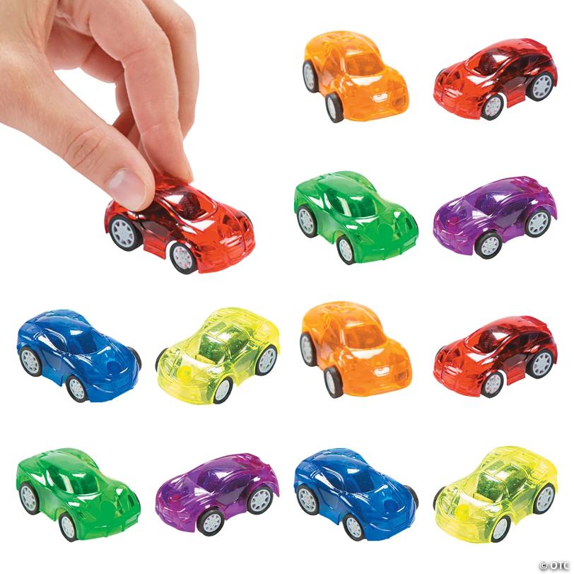 1" x 2" Mini Transparent Pull-Back Cars - 12 Pc.