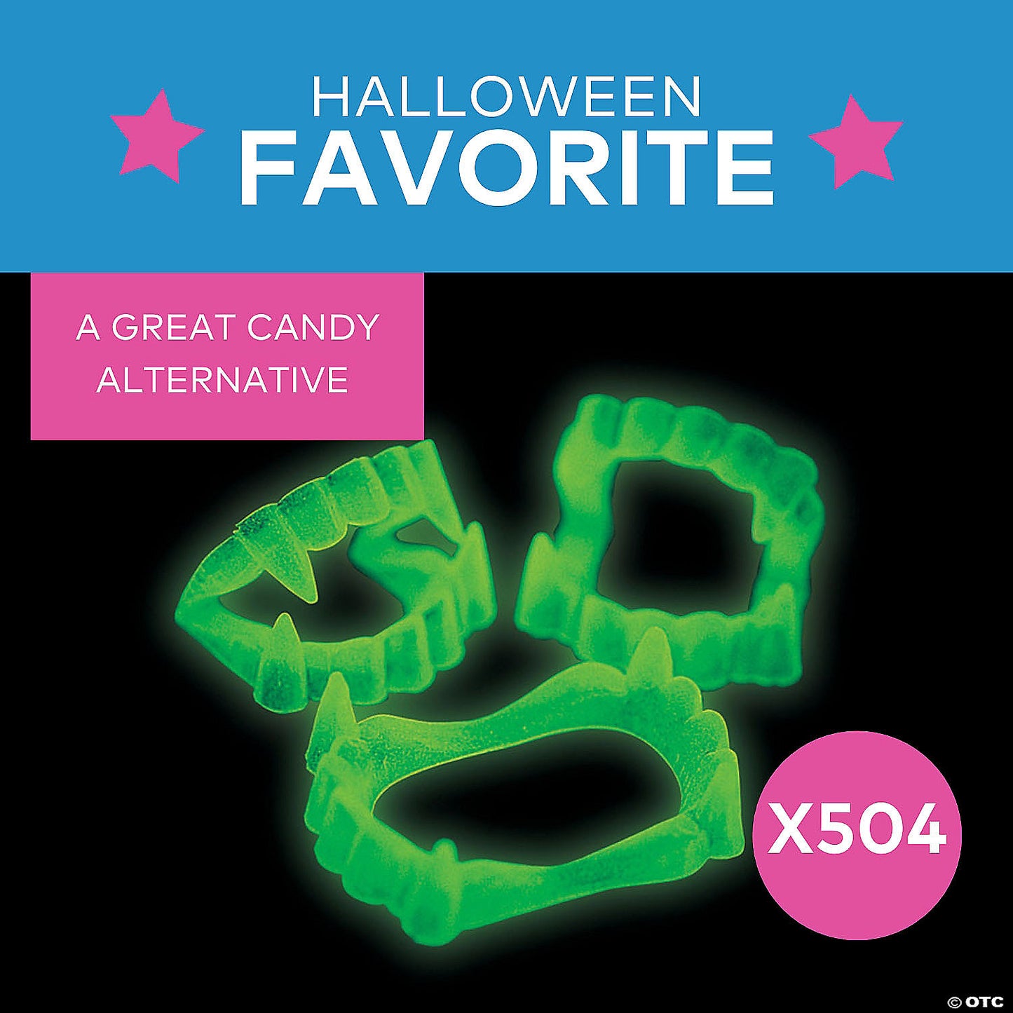 2 1/2" Bulk 504 Pc. Glow-in-the-Dark Plastic Fangs Vampire Teeth | USA Decoration®