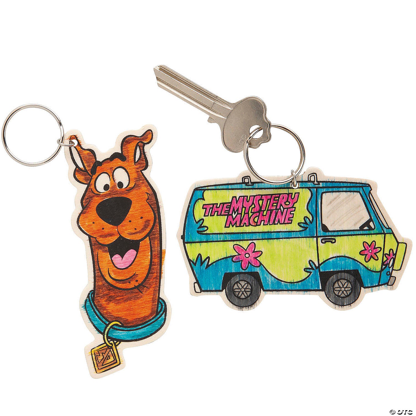 2 1/4" – 3 3/4" Color Your Own Unfinished Wood Scooby-Doo!™ Mystery Machine Keychains - 12 Pc. | USA Decoration®