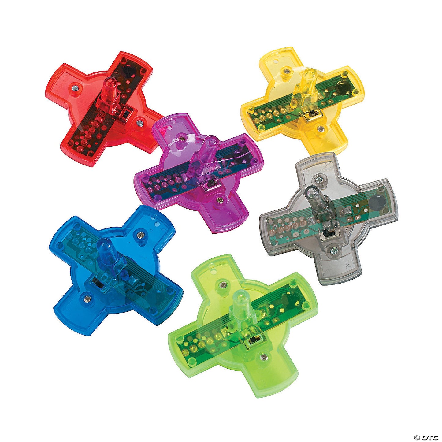 2 1/4" Light-Up Bright Solid Color Plastic Spin Tops - 12 Pc. | USA Decoration®