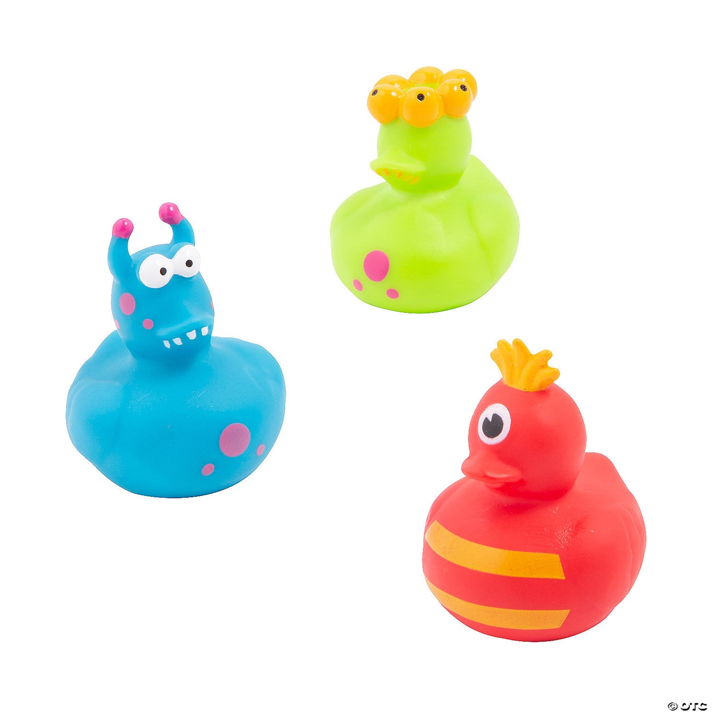 2" Silly Monster Blue, Green & Red Rubber Ducks - 12 Pc.