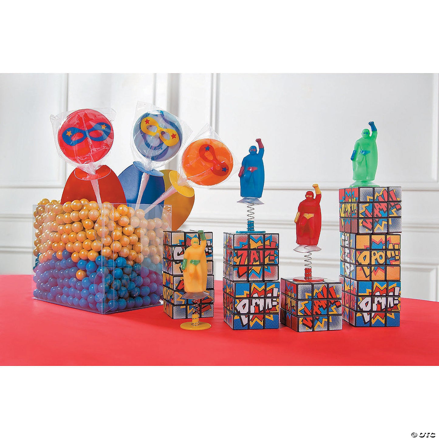2" x 3" Superhero Swirl Round Lollipops with Capes Masks - 12 Pc. | USA Decoration®