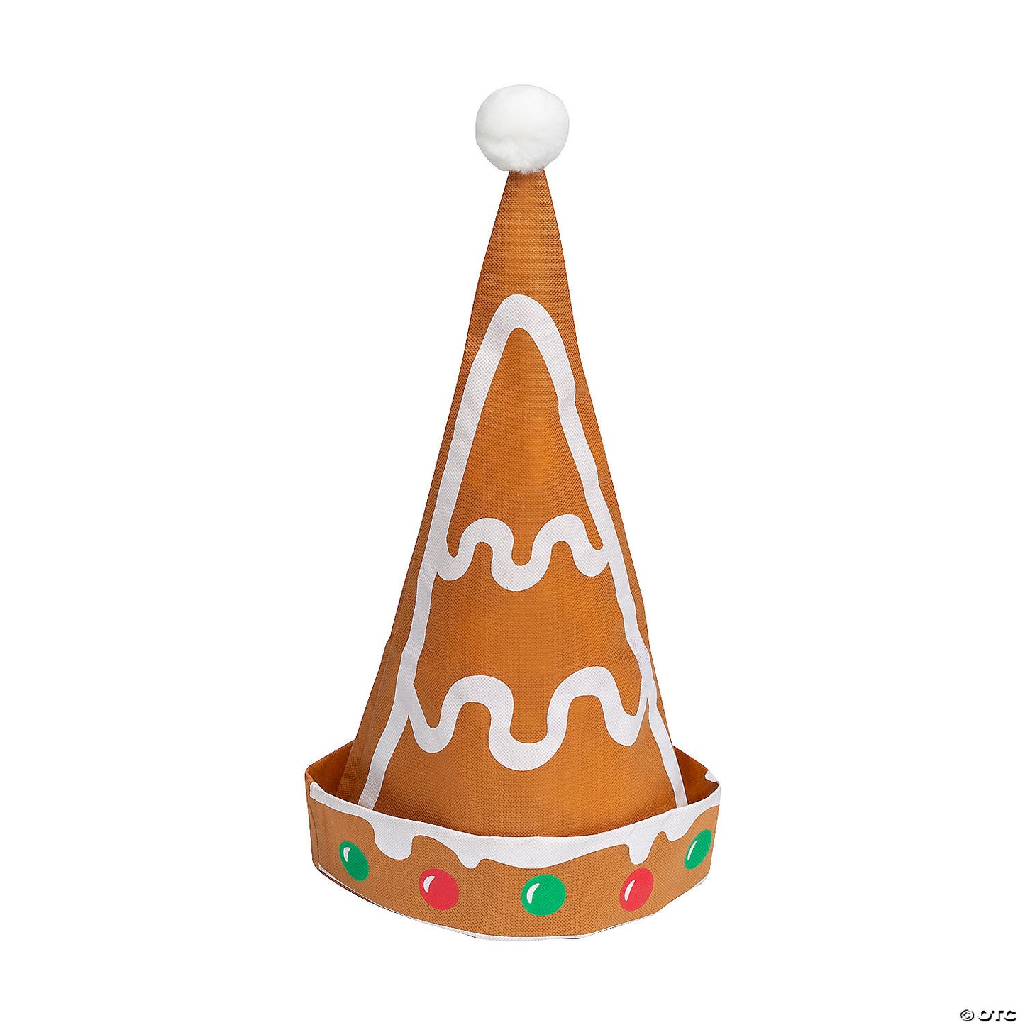 20" Brown & White Gingerbread Nonwoven Polyester Santa Hats - 12 Pc. | USA Decoration®