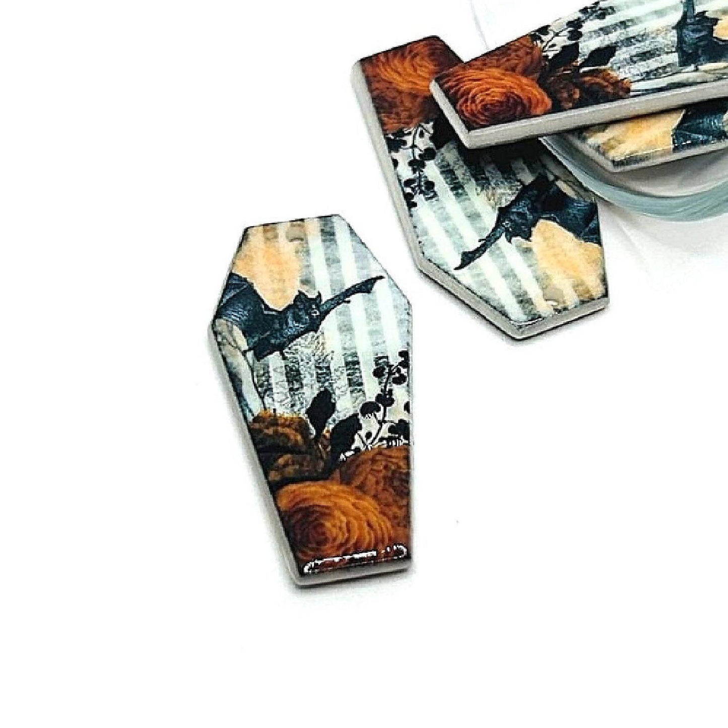 20 Pcs Fall Coffin with Bat Charms