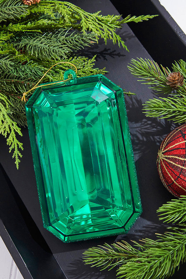 8" Emerald Jewel Christmas Ornament Elegant Faceted Holiday Decoration