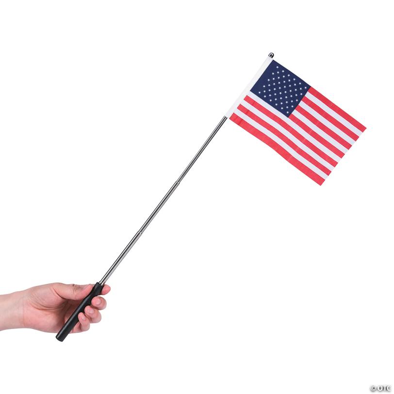 20" Patriotic Extendable Hand-Held USA Flags - 24 Pc.