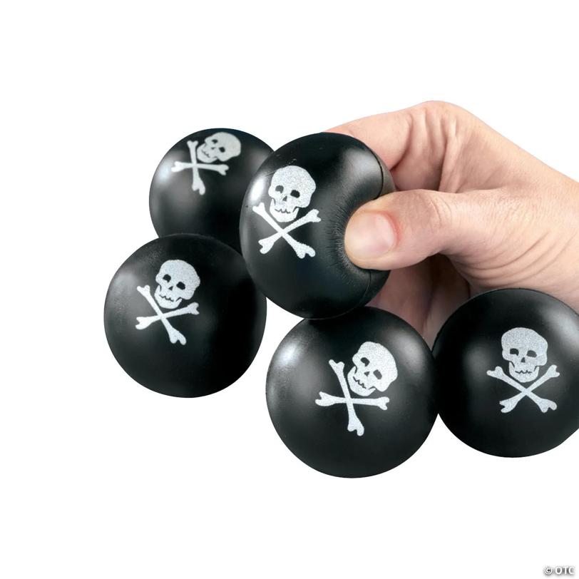 Mini Black Skull & Crossbones Foam Stress Balls - 20 pc