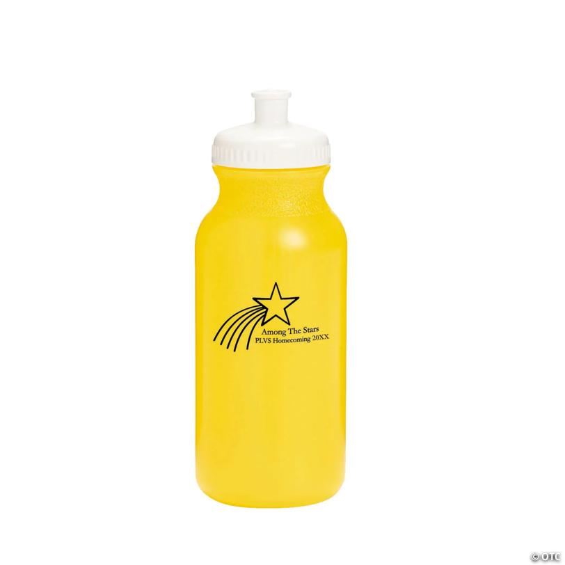 20 oz. Bulk 50 Ct. Personalized Bright Yellow Shooting Star Plastic Water Bottles | USA Decoration®