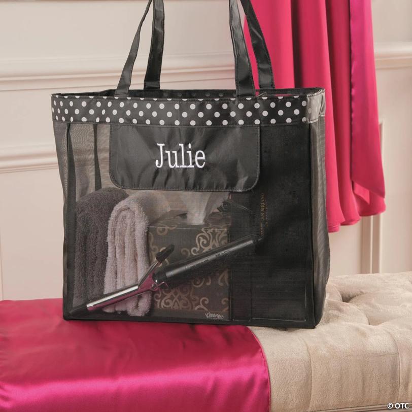 20" x 12" Personalized Large Black Mesh Tote Bag
