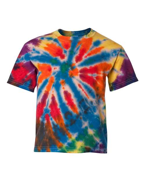 Youth Rainbow Cut-Spiral Tie-Dyed T-Shirt | USA Decoration