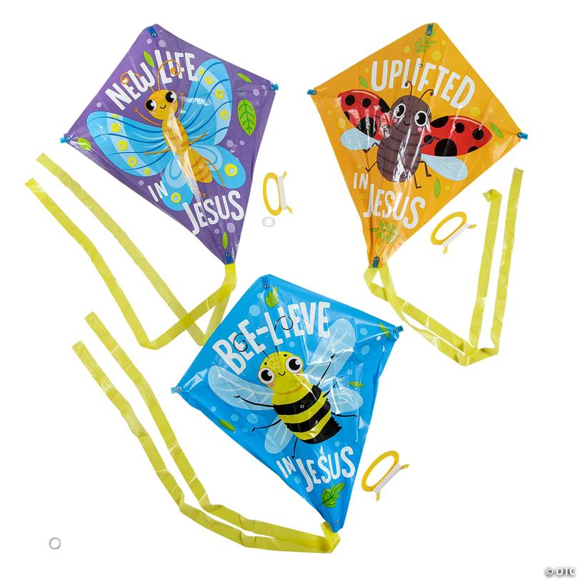 21" x 22" Religious Spring Bugs Plastic Kites - 12 Pc.