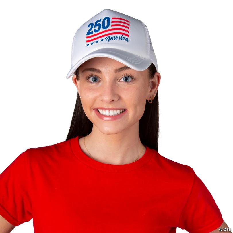 22" – 25" circ. Patriotic America 250th Anniversary Polyester Trucker Hats – 6 Pc.
