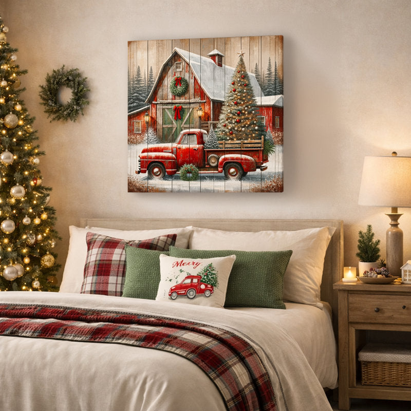 Country Christmas Charm With Vintage Red Truck
