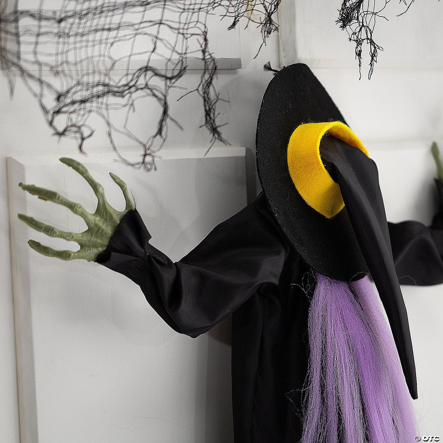 23 1/2" x 29 1/2" Hanging Crashed Witch Animated Prop Halloween Decoration | USA Decoration®