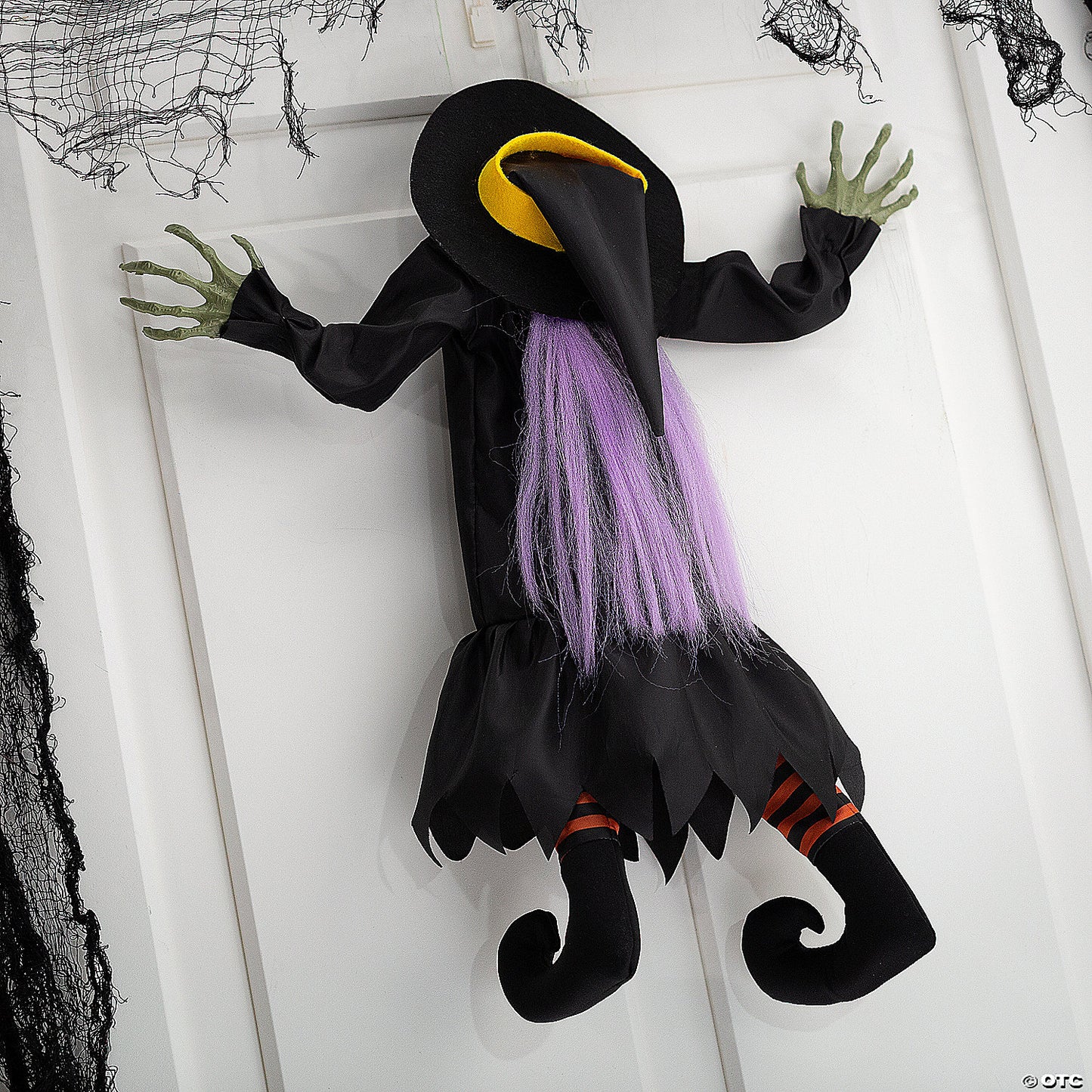 23 1/2" x 29 1/2" Hanging Crashed Witch Animated Prop Halloween Decoration | USA Decoration®