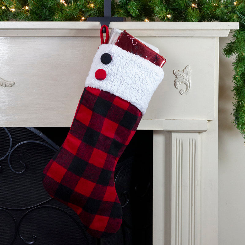 23" Black and Red Rustic Buffalo Plaid Christmas Stocking