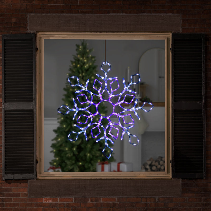 23" Lighted Snowflake with Controller Window Silhouette Christmas Decoration