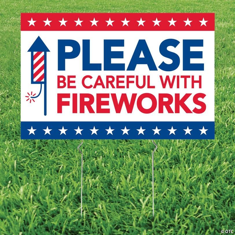 23" x 15" Careful with Fireworks Yard Sign