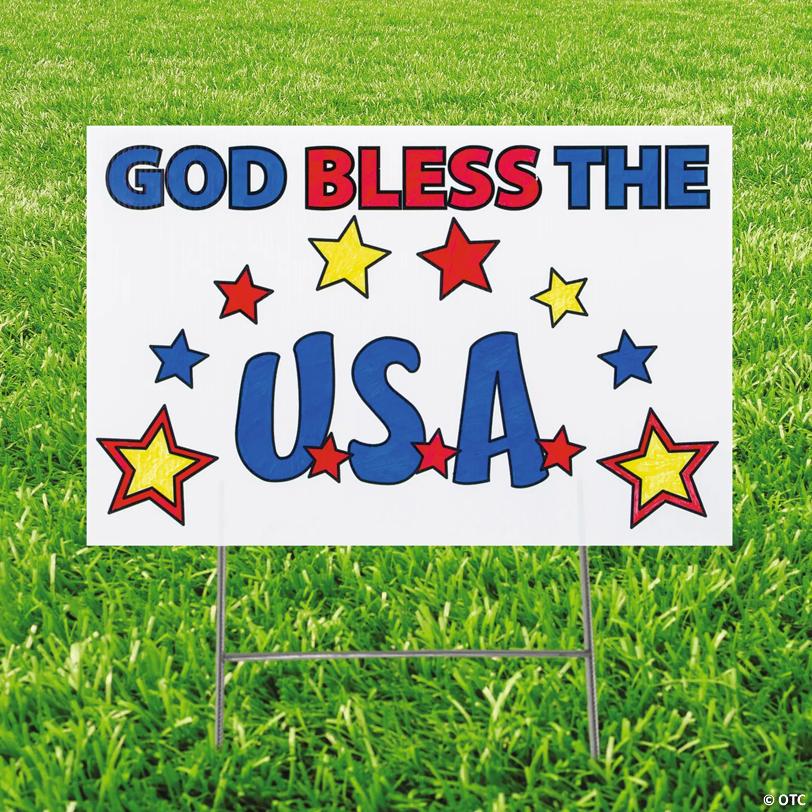 23" x 15" Color Your Own God Bless the USA Yard Sign
