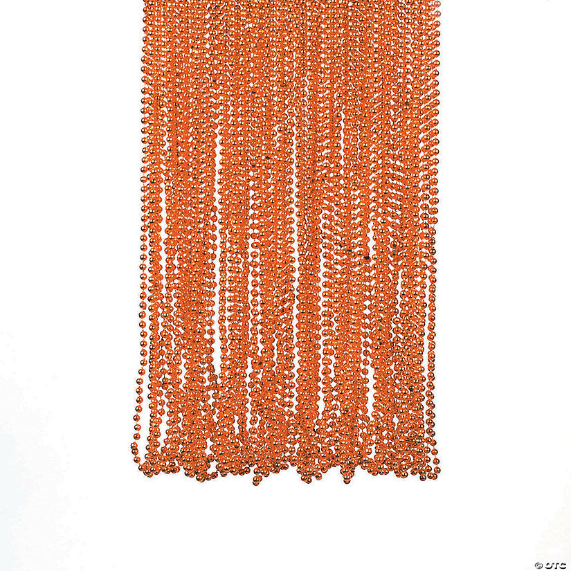 48 Piece(s): 33" Bulk 48 Pc. Orange Metallic Bead Plastic Breakaway Necklaces | USA Decoration®