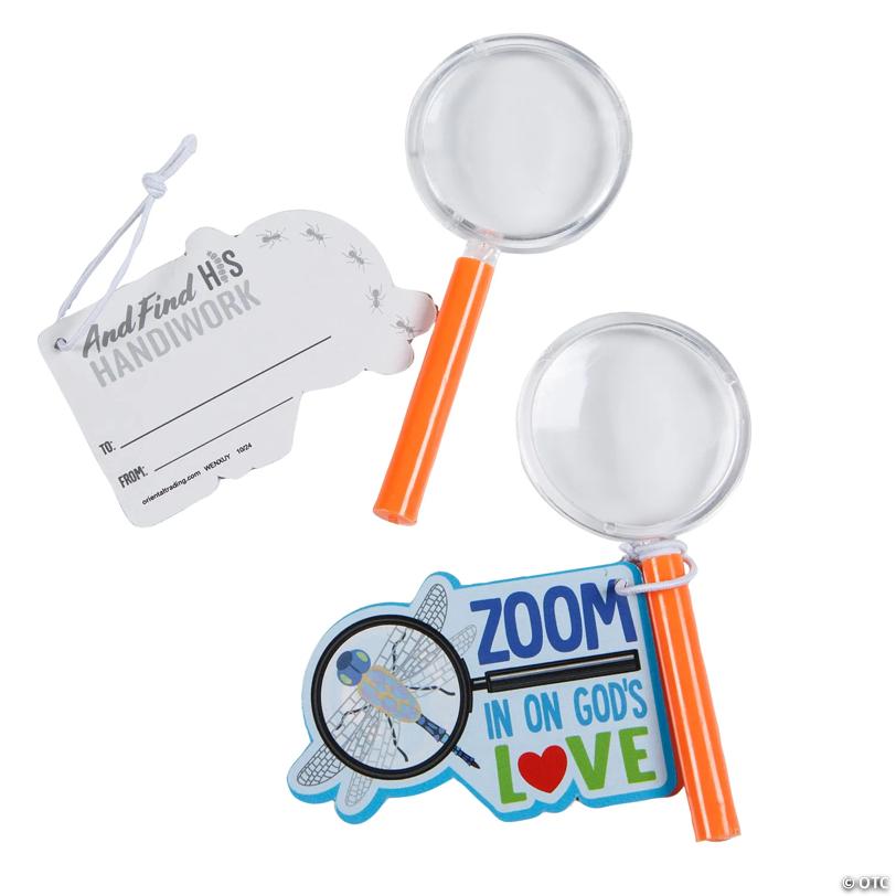 24 Pc. 4 1/4" Zoom In VBS Plastic Multicolor Magnifying Glasses with Card for 12
