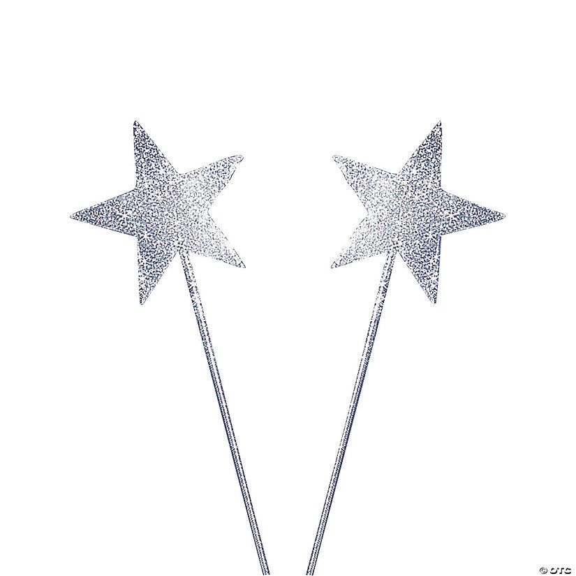 Silver Glittery Star Wands- 12 Pc. | USA Decoration®