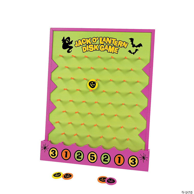 1 Set(s): 16" x 20" Halloween Jack-O'-Lantern Wood Disc Drop Game - 8 Pc. | USA Decoration®