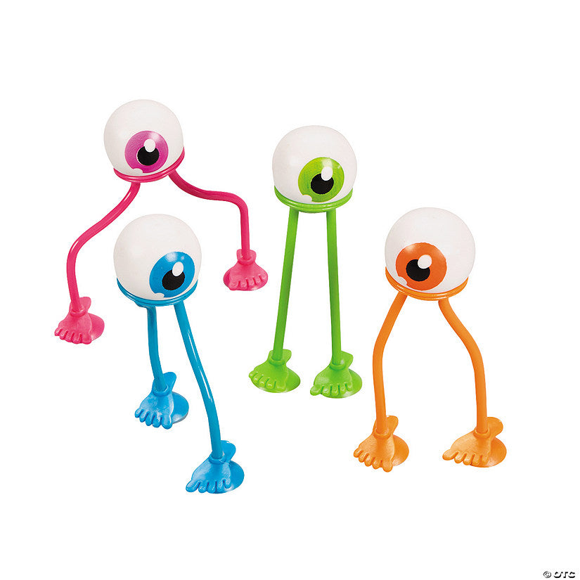 24 Piece(s): 4" Eyeballs with Suction Feet Bright Vinyl Bendable Toys - 24 Pc. | USA Decoration®