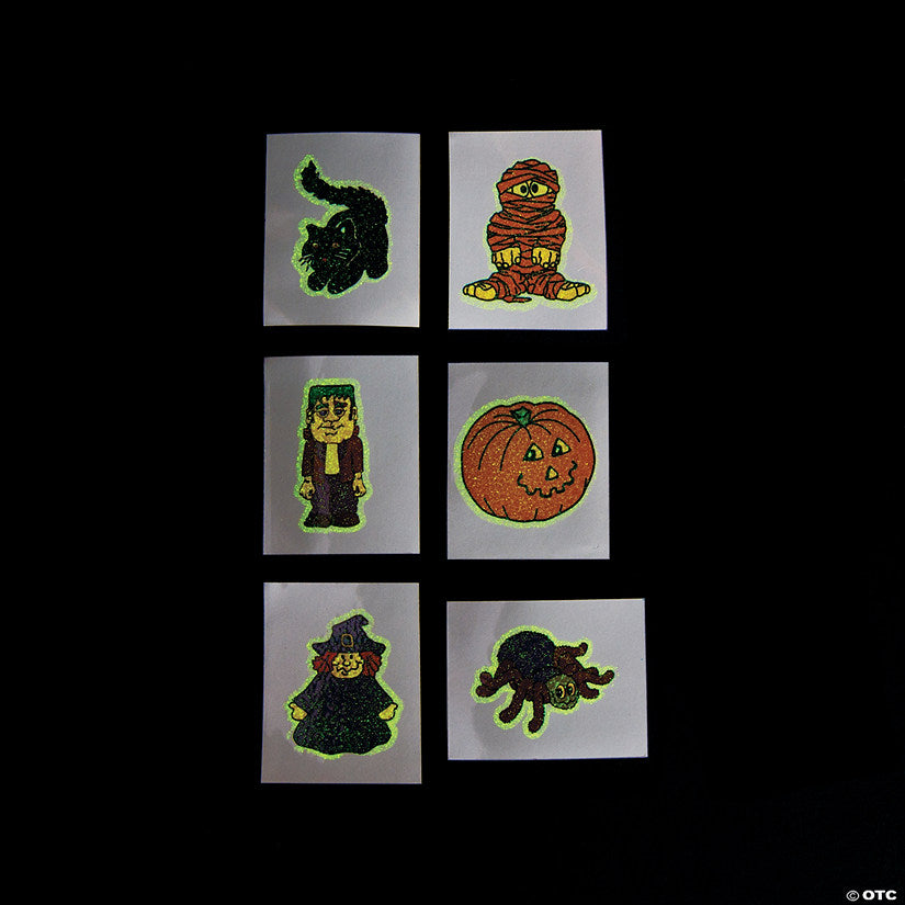 1 1/2" Bulk 72 Pc. Halloween Glow-in-the-Dark Temporary Tattoos | USA Decoration®