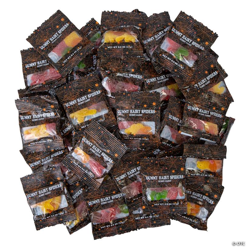 25 oz. Halloween Multicolor Gummy Hairy Spider Candy Bags – 50 Pc.