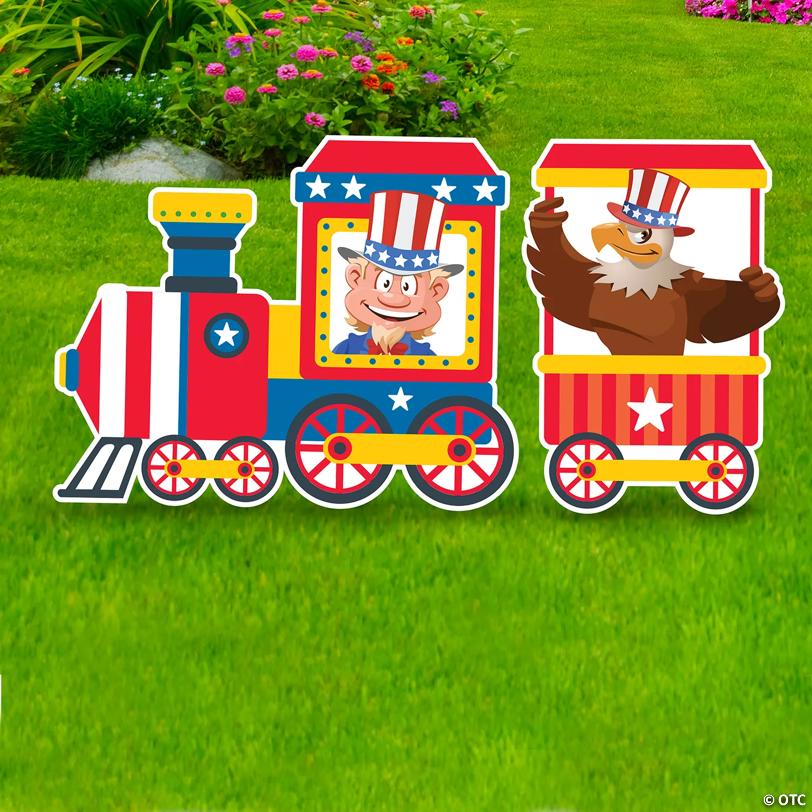 25" x 20" Patriotic Train Yard Sign - 2 Pc.