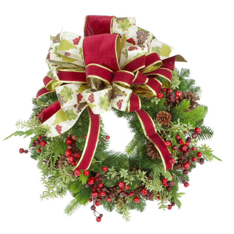 24" Christmas Wreath displayed on a front door